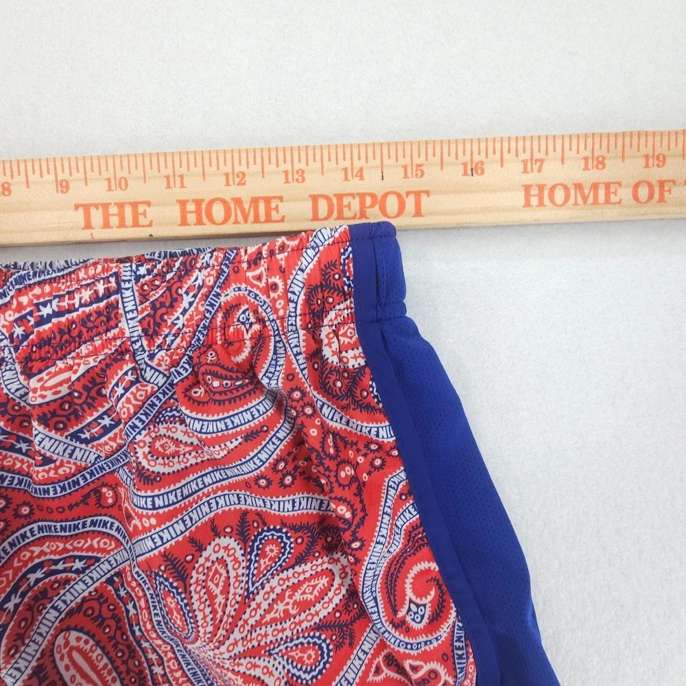Nike Shorts Womens Large Red Blue Tempo Paisley Dri FIT Lined Running Athletic